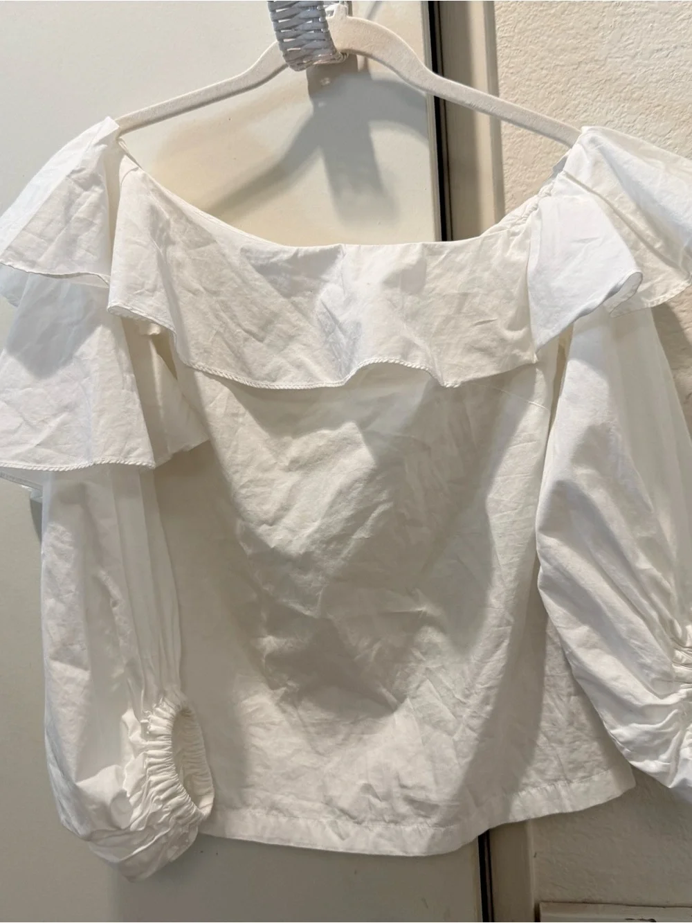 Banana Republic off Shoulder Ruffle Cotton Top - White XS